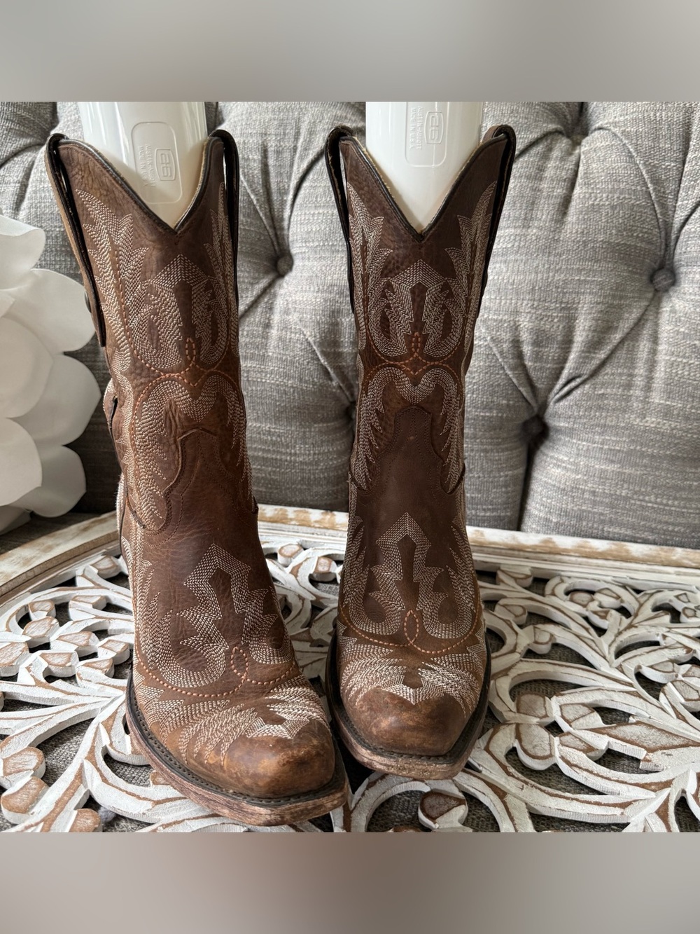 Corral Brown Leather Women's Embroidered Western Cowboy Boots 7.5